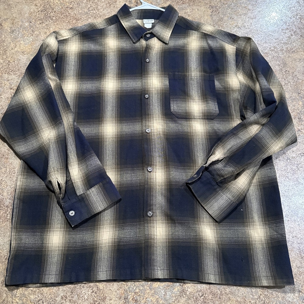 VTG Caltop Flannel Brown 3xl Plaid Long Sleeve Mens